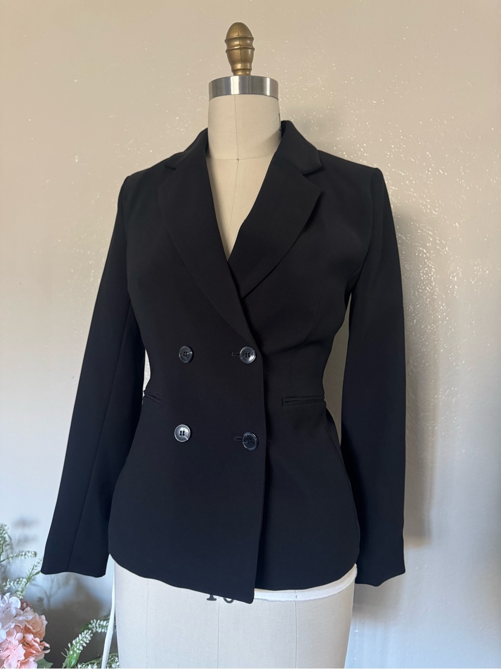 Classic Black Double-Breasted Women's Blazer